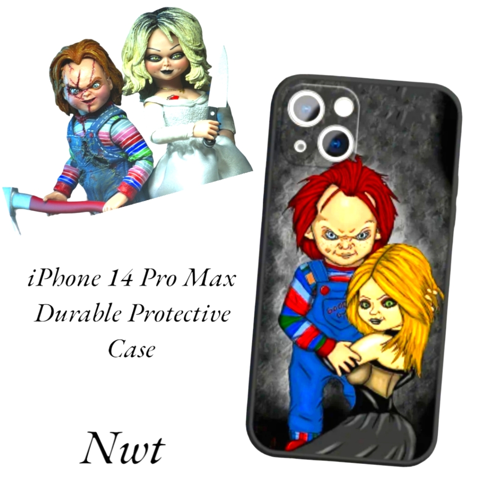 NWT!! Chucky and Tiffany iPhone 14 Pro Max Black Durable Protective Case!!